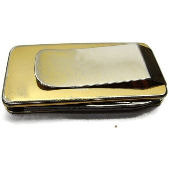 Money Clip Vintage Worn Gold Tone Classic Knife Scissors File Stainless Steel - Picture 3 of 9